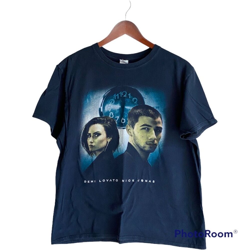 Demi Lovato Nick Jonas Future Now 2016 Black Tour S/S T-Shirt Men's Size L